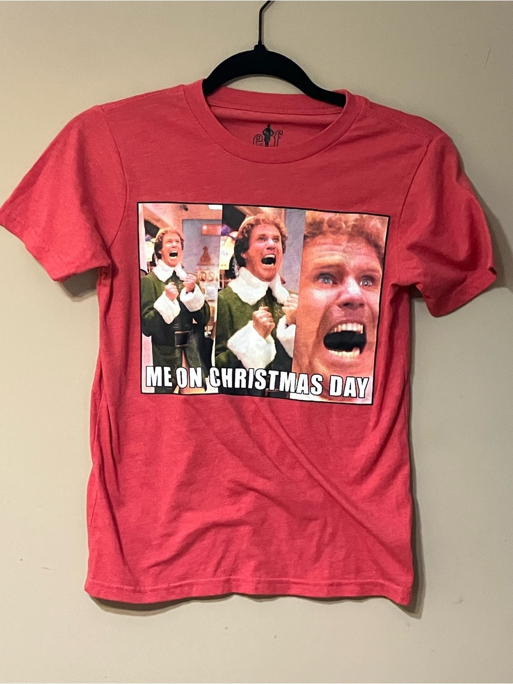 ELF Men's Red 'Me on Christmas Day' Graphic Tee